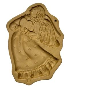 Brown Bag Cookie Art Mold 1987 Hill Design Angel Lute Christmas Stoneware